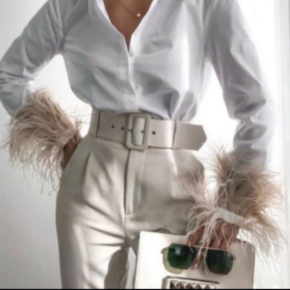 Women High Waisted Belted Trousers